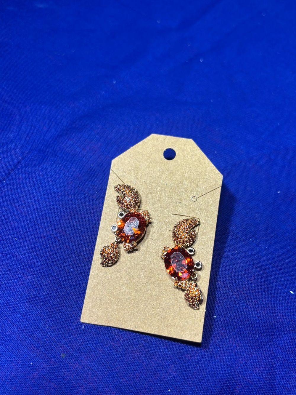 New Crab Sparkling Red Crystal Drop Earrings with Gold Accents Betsey Johnson